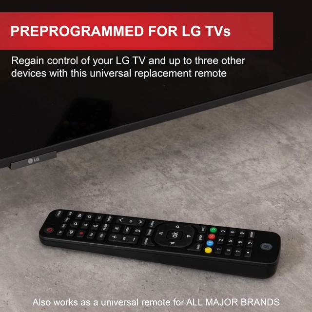 Alt view image 2 of 5 - GE 4-Device Replacement Remote for LG Compatible with LED LCD HD UHD 4K HDR Smart TVs Plus Universal Remote Control Function for Streaming Players, Sound Bars, Blu-ray, DVD, and More, 57818