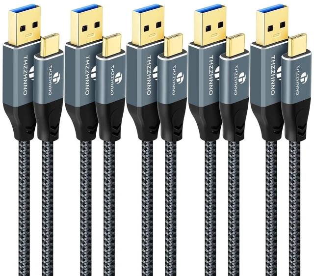 Main image of Thzzhnno USB A to USB C Cable 1.6FT 5Pack, USB 3.1 USB 3.2 Gen2 10Gbps Data Transfer Cord for Samsung Galaxy/iPhone 15/MacBook Pro/iPad Pro