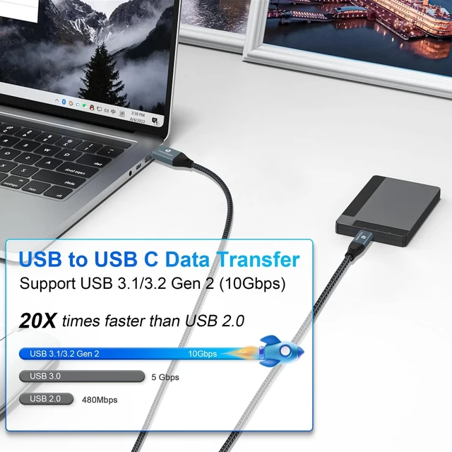 Alt view image 3 of 5 - Thzzhnno USB A to USB C Cable 1.6FT 5Pack, USB 3.1 USB 3.2 Gen2 10Gbps Data Transfer Cord for Samsung Galaxy/iPhone 15/MacBook Pro/iPad Pro