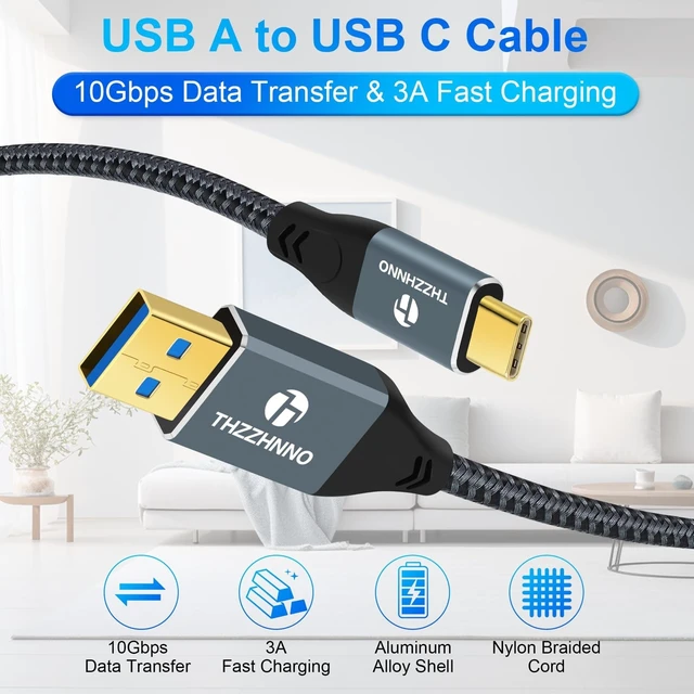 Alt view image 5 of 5 - Thzzhnno USB A to USB C Cable 1.6FT 5Pack, USB 3.1 USB 3.2 Gen2 10Gbps Data Transfer Cord for Samsung Galaxy/iPhone 15/MacBook Pro/iPad Pro
