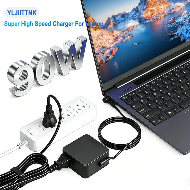 Alt view image 2 of 5 - 90W Laptop Charger Compatible with ASUS Vivobook 14X 15X 16X 17X M1603Q M1703Q M1403Q M1503Q K1703Z D1603Q Y1603C ExpertBook B1500 B1500CEPE B1500CEAE ZenBook 4.5x3.0mm Tip 19V 4.74A AC Power Cord