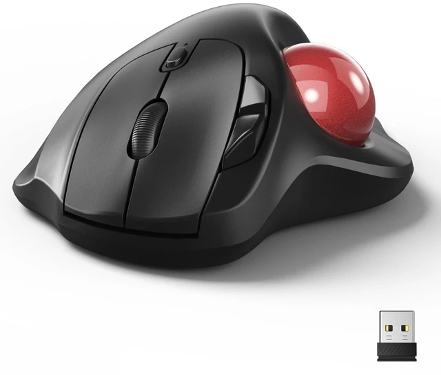 Main image of Omikamo Ergonomic Wireless Trackball Mouse, Bluetooth & 2.4G, Red
