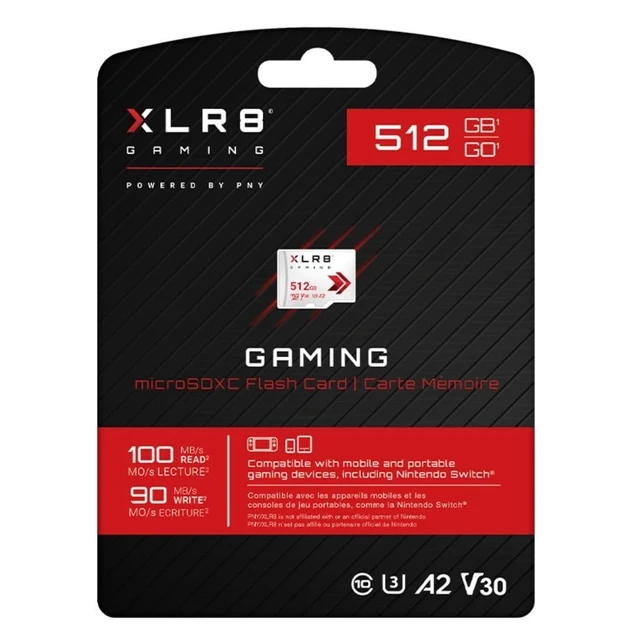 Alt view image 3 of 5 - PNY 512GB XLR8 Gaming microSDXC Memory Card - 100MB/s, UHS-I, 4K UHD, Full HD, U3, V30, A2 - Micro SD for Portable Console Gaming on Nintendo-Switch, Steam Deck, Smartphones and Tablets