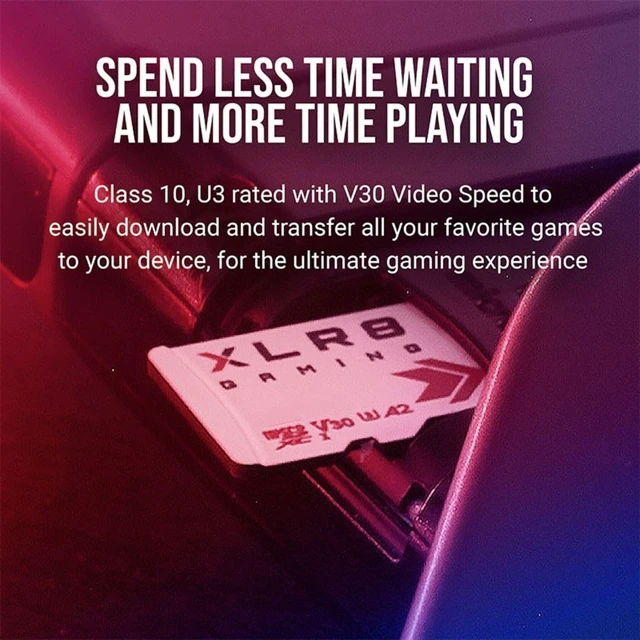 Alt view image 4 of 5 - PNY 512GB XLR8 Gaming microSDXC Memory Card - 100MB/s, UHS-I, 4K UHD, Full HD, U3, V30, A2 - Micro SD for Portable Console Gaming on Nintendo-Switch, Steam Deck, Smartphones and Tablets
