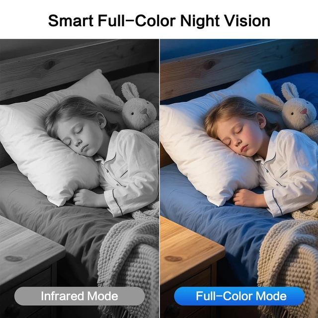 Alt view image 2 of 5 - NyteElf 2K Indoor Security Camera with Pan/Tilt, Baby Monitor & Pet Camera, AI Motion Tracking, Privacy Mode, Two-Way Audio, Cry Detection, Night Vision, 24/7 Continuous Recording
