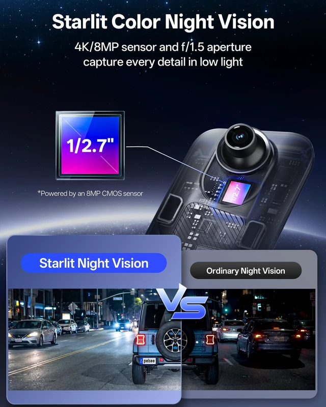 Alt view image 4 of 5 - Pelsee S12 Native 4K + 2.5K Mirror Dash Cam, 64GB Card Included, GPS
