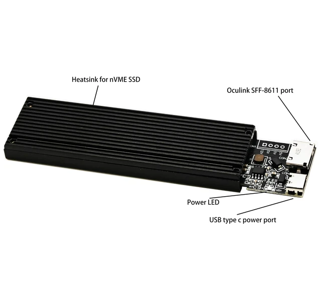 Alt view image 4 of 5 - Sintech M.2 NVME PCIe 4.0 Extension Cable,NGFF M-Key PCIe SSD Extender Card with OCuLink SFF-8611 PCI-Express 4i Cable 40cms