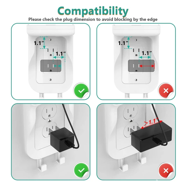 Alt view image 4 of 5 - WALI Outlet Shelf Wall Holder, Fit for Duplex GFCI Decorative Outlet Shell A Space Saving for Smart Home, Speaker Mounts up to 20lbs with Cable Management (OSH002-W), White