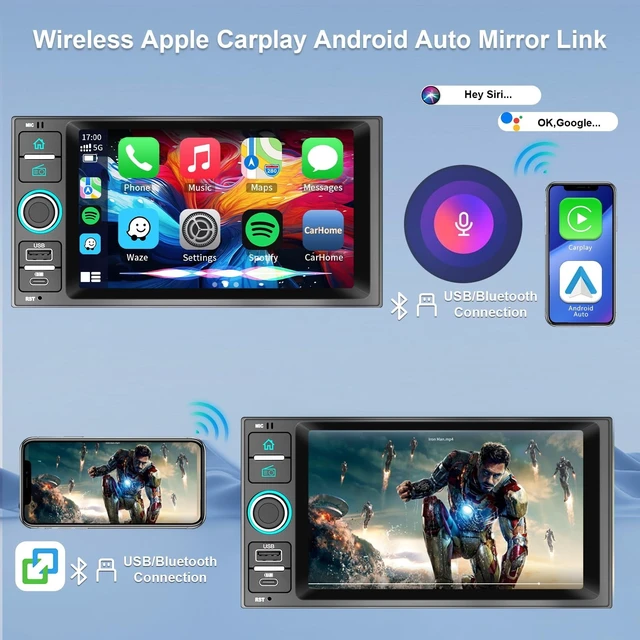 Alt view image 3 of 5 - Plug & Play Car Radio for Nissan Rogue Selet 2014-2015,Sentra 2015-2019, Versa/Versa Note2014-2019, Titan 2013-2015, Frontier 2013-2018, Quest 2011-2017, 7" Screen with CarPlay&Android Auto