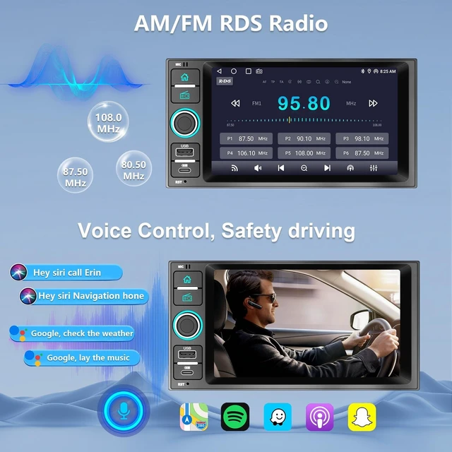 Alt view image 5 of 5 - Plug & Play Car Radio for Nissan Rogue Selet 2014-2015,Sentra 2015-2019, Versa/Versa Note2014-2019, Titan 2013-2015, Frontier 2013-2018, Quest 2011-2017, 7" Screen with CarPlay&Android Auto