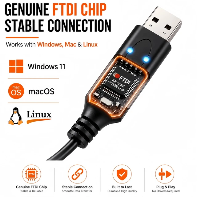 Alt view image 4 of 5 - 8mm 2-Pin USB Programming Cable for Motorola CP200 CP200D GP300
