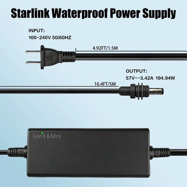 Alt view image 3 of 5 - Starlink Power Supply Charger Adapter for Gen 3 & Mini57V 3.42A 194.94W