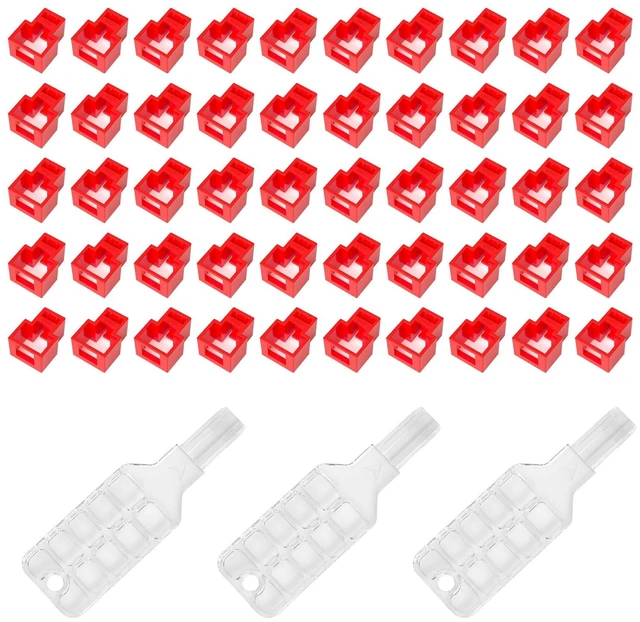 Main image of 50-Pack RJ45 Network Cable Locks with 3 Keys, Red