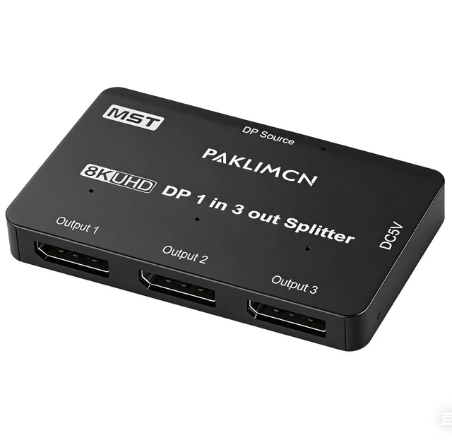 Alt view image 3 of 3 - Display Port Splitter for Dual Monitors, 8K DisplayPort to3 DisplayPort Adapter, Displayport MST Hub, Monitor Splitter, Dual Monitor Adapter for Laptop, Desktop, Graphics Card and More (DP to 3 DP)