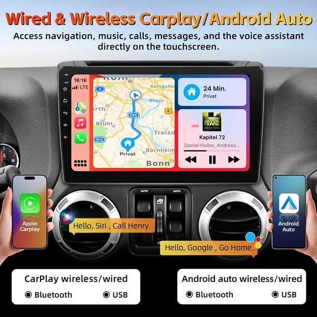 Alt view image 2 of 5 - Car Radio Stereo for Jeep Wrangler JK 2007-2018 with Wireless CarPlay