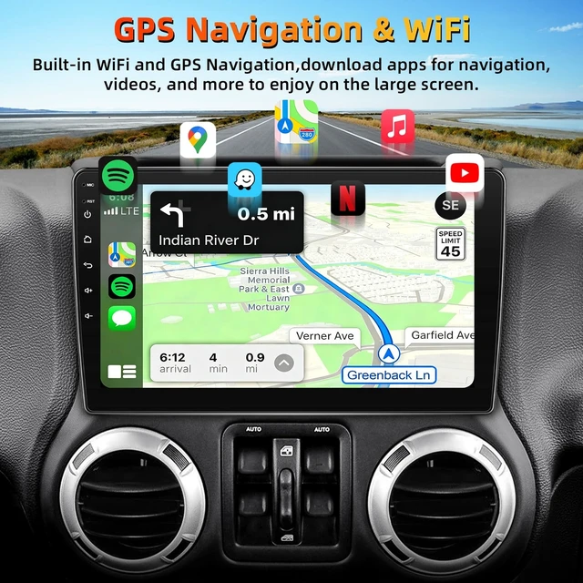 Alt view image 5 of 5 - Car Radio Stereo for Jeep Wrangler JK 2007-2018 with Wireless CarPlay