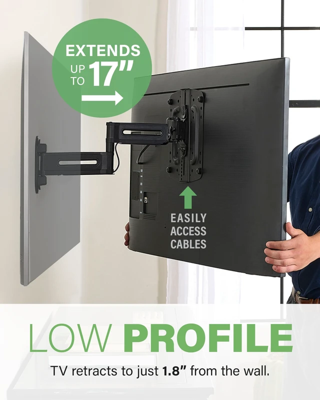 Alt view image 4 of 5 - SANUS Height Adjustable Full Motion TV Wall Mount for 19 to 43 TVs Raise or Lower TV 2 After Install Maximizes Compatibility with Your Setup 3 Step DIY w/Smooth Extension, Tilt & Swivel