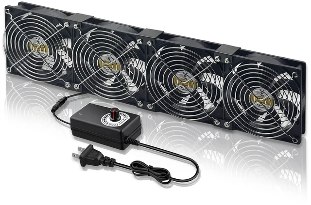 Main image of YOWEE BREEZE 4 x 120 mm Computer Fan with AC Plug, Brushless Cooling Fan
