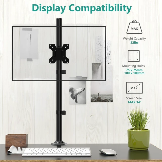 Alt view image 3 of 5 - WALI Tall Monitor Arm Mount for Desk for 13-34 inch Screens, 22 lbs per Arm