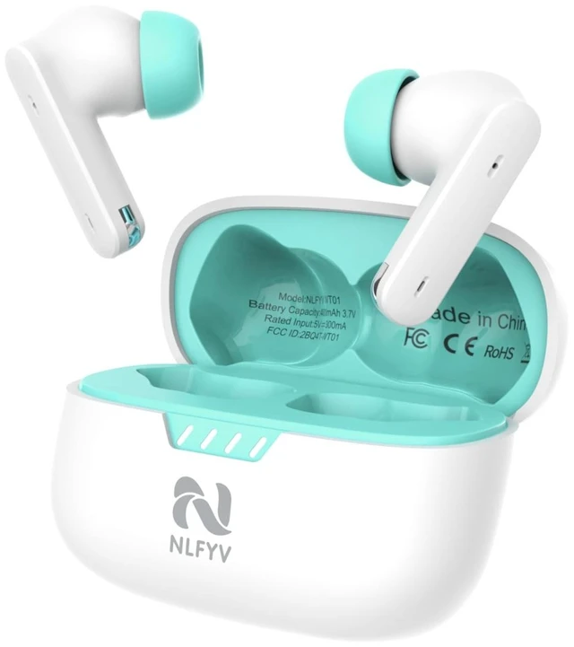 Main image of NLFYV Wireless Bluetooth 6.0 Headphones with Active Noise Cancelling (ANC), 6-Mic ENC Clear Calls, 35 Hours Playtime, HiFi Stereo, in-Ear Headphones, for Home Office Travel Outdoor Sports - Whi