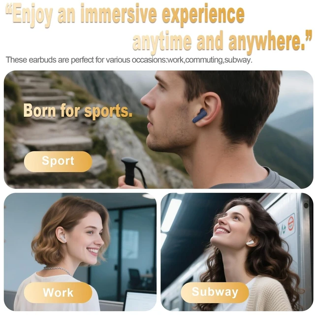 Alt view image 4 of 5 - NLFYV Wireless Bluetooth 6.0 Headphones with Active Noise Cancelling (ANC), 6-Mic ENC Clear Calls, 35 Hours Playtime, HiFi Stereo, in-Ear Headphones, for Home Office Travel Outdoor Sports - Whi