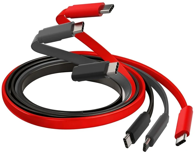 Main image of Travel Depot Flat USB C Cable 3-Pack, 100W Fast Charging & Data Sync, 4ft
