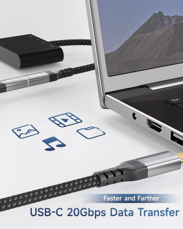 Alt view image 5 of 5 - HOTUTUKI Long USB c Extension Cable 20FT, 20Gbps,100W,4K@60Hz Video Output, Nylon Braided,USB3.2 Type C Extender Cord Male to Female Compatible with Thunderbolt 4/3,Monitor,Display