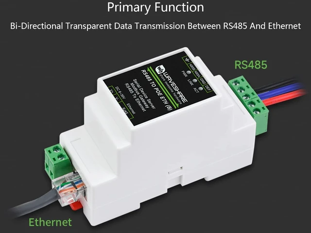 Alt view image 3 of 5 - RS485 to RJ45 Ethernet with POE Function Modbus/MQTT Gateway, Bi-Directional Transparent Data Transmission Between RS485 and Ethernet, 6~36V DC Screw Terminal, or PoE Port Power Supply