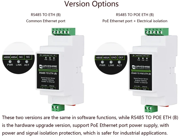 Alt view image 4 of 5 - RS485 to RJ45 Ethernet with POE Function Modbus/MQTT Gateway, Bi-Directional Transparent Data Transmission Between RS485 and Ethernet, 6~36V DC Screw Terminal, or PoE Port Power Supply