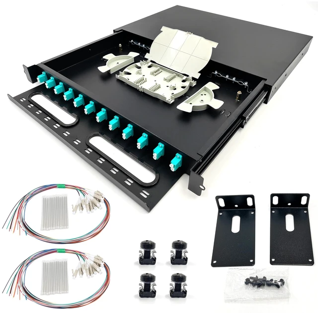 Main image of LC-OM3 12 Duplex Multimode 1U 24-Port Rack Mount Enclosure Box