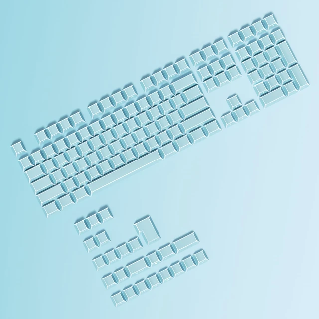 Alt view image 5 of 5 - Ussixchare Blue PBT Shine Through Keycaps, Side Printed Translucent Keycaps, Double Shot Cherry Profile for MX Switches Mechanical Keyboard