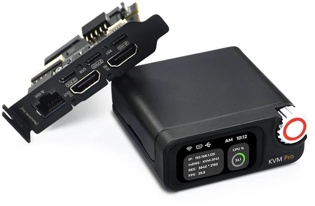 Main image of WayPonDEV Sipeed NanoKVM-Pro 4K IP-KVM Remote Control Operations Maintenance Server, 1GB LPDDR4x RAM 32G eMMC, Dual System Switch Gbe Ethernet, 4K HDMI Video Loopout Capturer (Desk,WiFi,no LED)