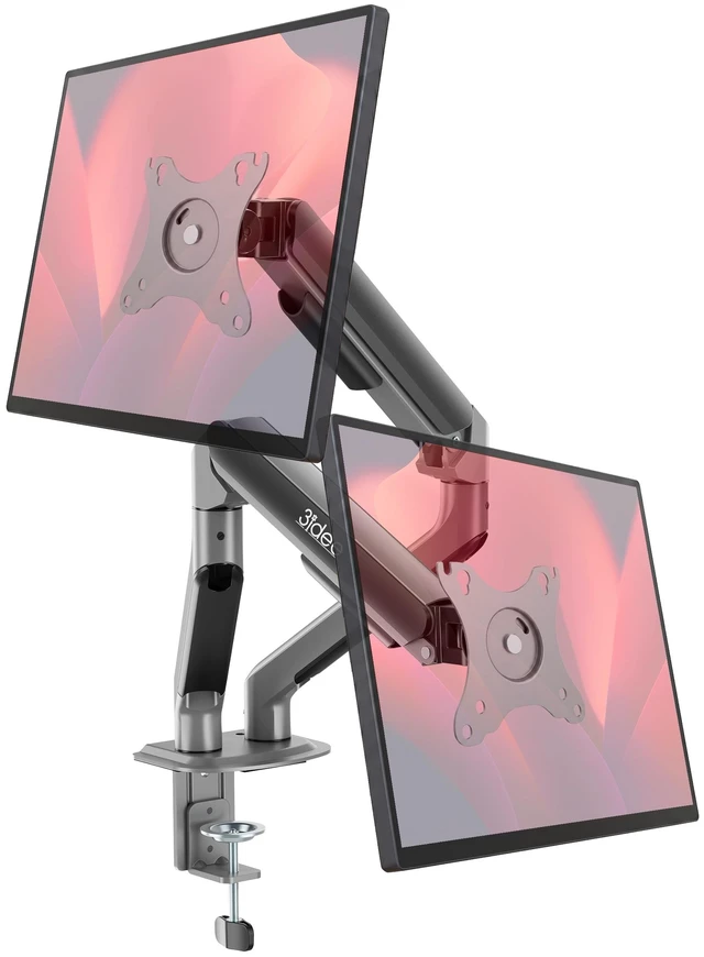 Main image of 3IDEE FlexiLite Dual Monitor Arm Desk Mount for 17-32" Screens, Holds up to 20 lbs per Monitor, Slim Aluminium Design, Fully Adjustable, Quick Box to Desk Setup, Clamp/Grommet Base, VESA 75/100