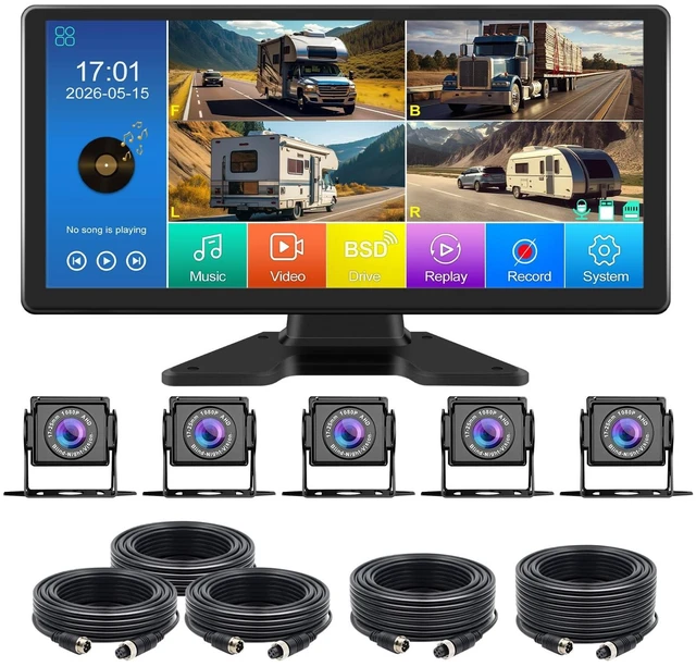 Main image of VEKOOTO Backup Camera System with 10.36" IPS 5-Channel Touch Screen Monitor Rear Side View 5 AHD Camera DVR Recording Backup Heavy Duty Camera for Truck Bus RV Trailer Semi Box