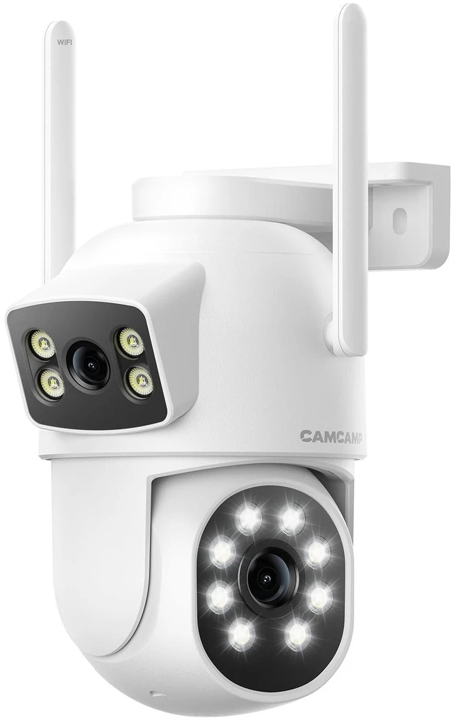 Main image of Dual Lens Security Cameras Wireless Outdoor, 2K Full HD Video, 360 View Pan/Tilt Home Security Camera with Color Night Vision, PIR Alarm, 2.4G/5G WiFi, Auto Tracking, 2-Way Audio, Easy to Insta