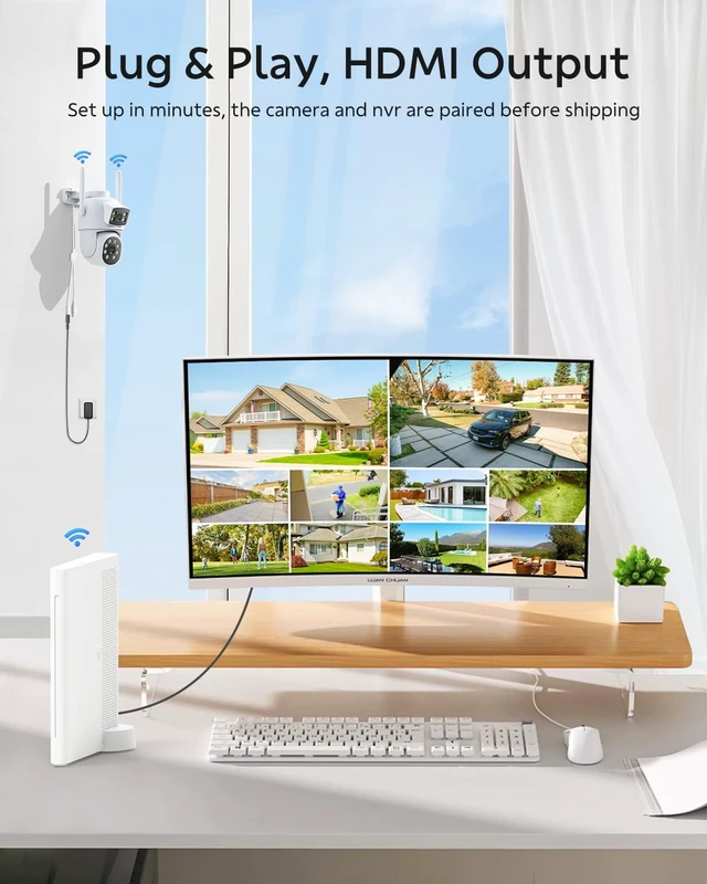 Alt view image 5 of 5 - Dual Lens Security Cameras Wireless Outdoor, 2K Full HD Video, 360 View Pan/Tilt Home Security Camera with Color Night Vision, PIR Alarm, 2.4G/5G WiFi, Auto Tracking, 2-Way Audio, Easy to Insta
