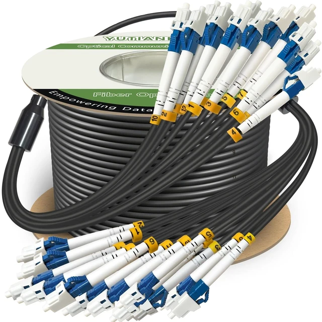 Main image of 100m 12 Strand Industrial TPU LC Outdoor Armored Single Mode Fiber Cable