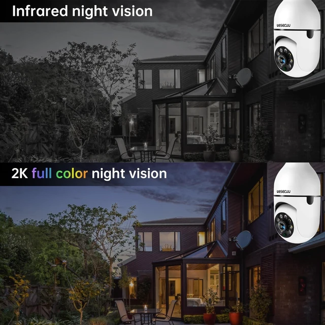 Alt view image 3 of 5 - Light Bulb Security Camera -5G& 2.4GHz WiFi 2K Security Cameras Wireless Outdoor Motion Detection and Alarm,Two-Way Talk,Color Night Vision,Human Detection, Bulb Camera Compatible with Alexa 4P