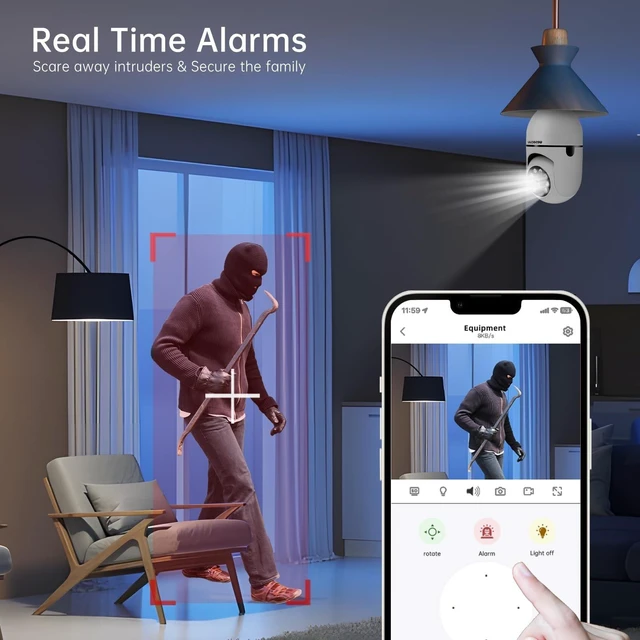 Alt view image 5 of 5 - Light Bulb Security Camera -5G& 2.4GHz WiFi 2K Security Cameras Wireless Outdoor Motion Detection and Alarm,Two-Way Talk,Color Night Vision,Human Detection, Bulb Camera Compatible with Alexa 4P