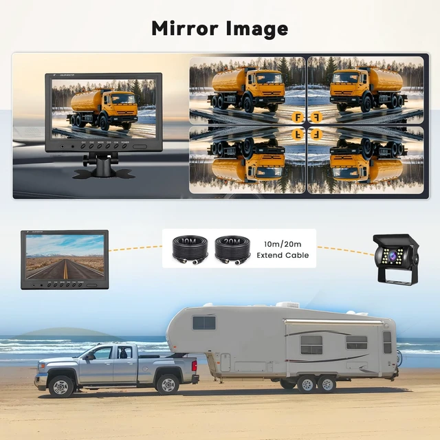 Alt view image 5 of 5 - Hikity Backup Camera with Monitor Kit, 9'' Car Rear View Monitor