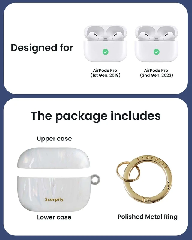 Alt view image 3 of 5 - SCORPIFY for AirPods Pro Case 1 & 2 (1st & 2nd Generation, 2019/2022) with Keychain, Compatible with Apple AirPod Pro 1 & 2, Cute Protective Hard Shell Cover, Earbuds Case for Women - Aurora