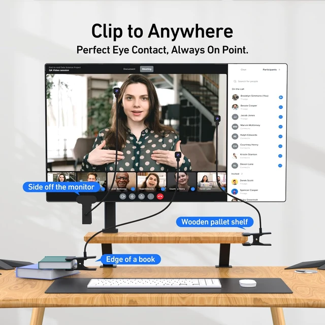 Alt view image 4 of 5 - Uyissykia 4K Center Screen Webcam with Microphone, AutoFocus 4K Middle Screen Webcam USB Type-C/A Adapter Plug&Play, Eye Level Camera