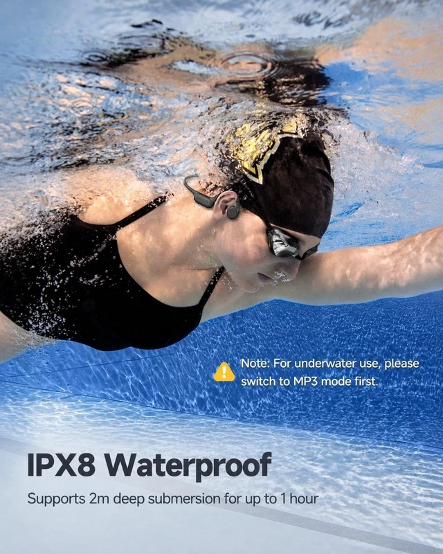 Alt view image 2 of 5 - PSIER Bone Conduction Headphones, IPX8 Waterproof Swimming Headphones