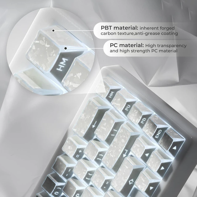 Alt view image 3 of 5 - GMKWTL XVX White Shine Through Keycaps, PBT Keyboard Keycaps Cherry Profile