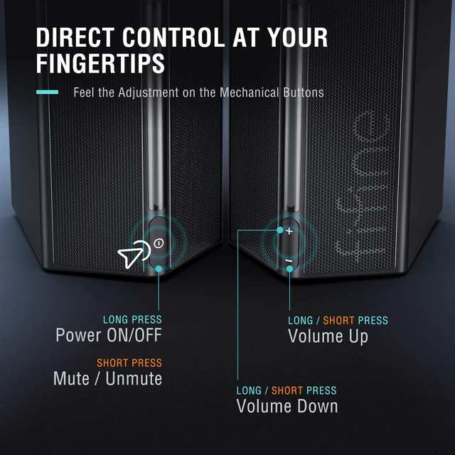 Alt view image 5 of 5 - FIFINE AmpliGame A20 2.0 Stereo Computer Speakers for Desktop PC with RGB
