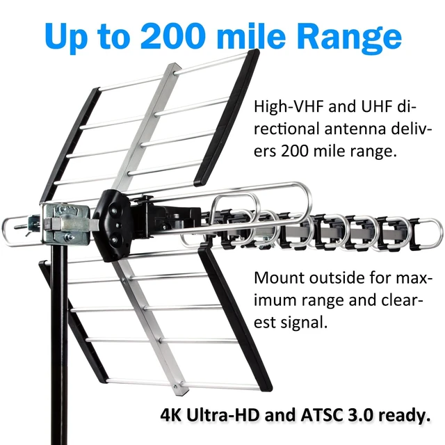 Alt view image 2 of 5 - Five Star Outdoor HDTV Antenna up to 200 Mile Long Range, Attic or Roof Mount TV Antenna, Long Range Digital OTA Antenna for 4K 1080P VHF UHF Supports 4 TVs Installation Kit & J Mount
