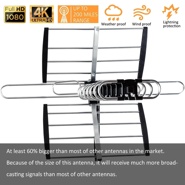 Alt view image 4 of 5 - Five Star Outdoor HDTV Antenna up to 200 Mile Long Range, Attic or Roof Mount TV Antenna, Long Range Digital OTA Antenna for 4K 1080P VHF UHF Supports 4 TVs Installation Kit & J Mount