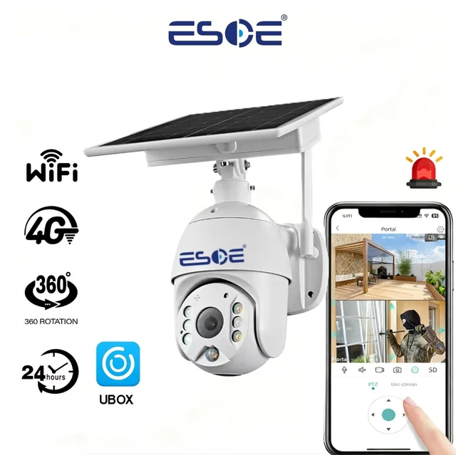 Alt view image 2 of 5 - ESOE UBOX APP 2MP WiFi 4G Solar PTZ Camera IP Surveillance 1080P 4G Wireless Panel Battery Power CCTV Solar Camera (1920 x 1080,WiFi)