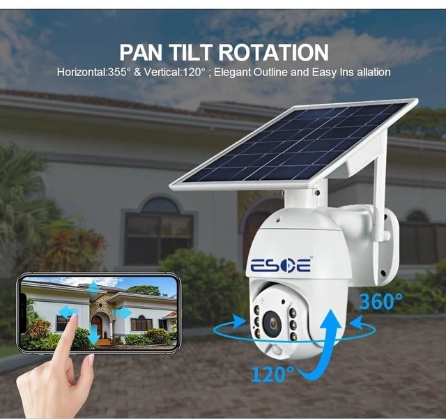 Alt view image 5 of 5 - ESOE UBOX APP 2MP WiFi 4G Solar PTZ Camera IP Surveillance 1080P 4G Wireless Panel Battery Power CCTV Solar Camera (1920 x 1080,WiFi)