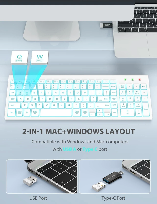 Alt view image 3 of 5 - SABLUTE Wireless Keyboard and Mouse Combo, Compact Backlit Scissor Keys
